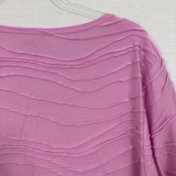 Chico's Pink Textured Stretch Round Neck 3/4 Sleeve Pullover Top XXL/4 - Picture 8 of 9